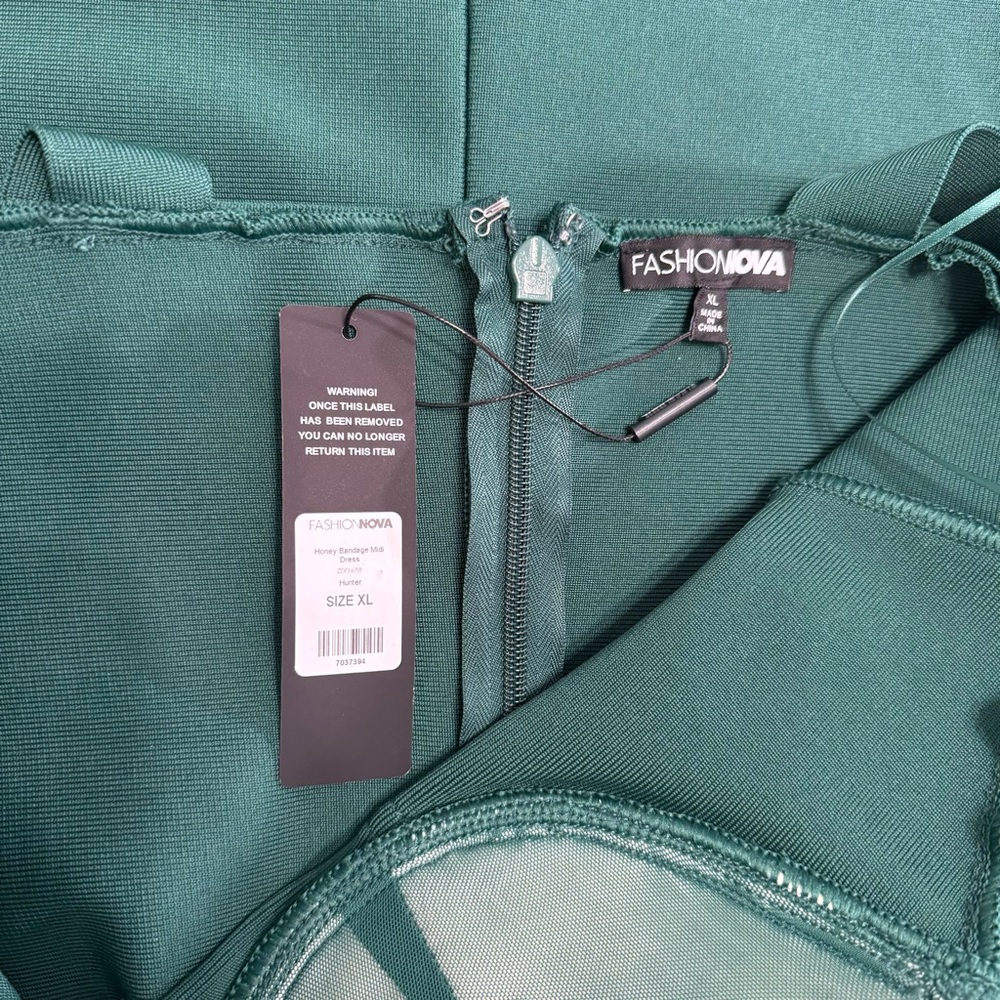 Fashion Nova Hunter Green Bodycon Midi Dress Bustier NWT Size XL Party Cocktail - Picture 8 of 9